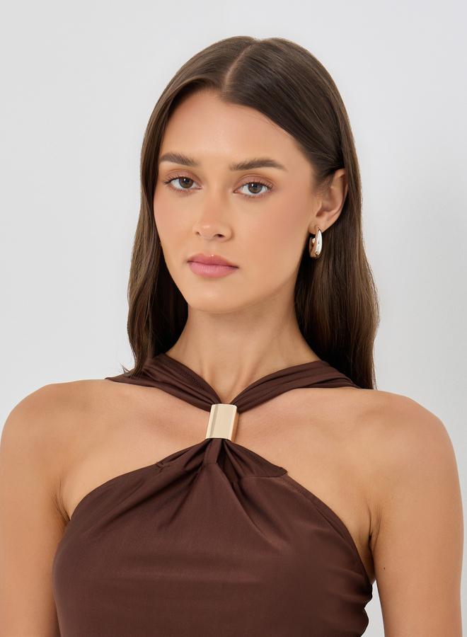 Styli Halter Neck Regular Fit Knit Top - Image 3