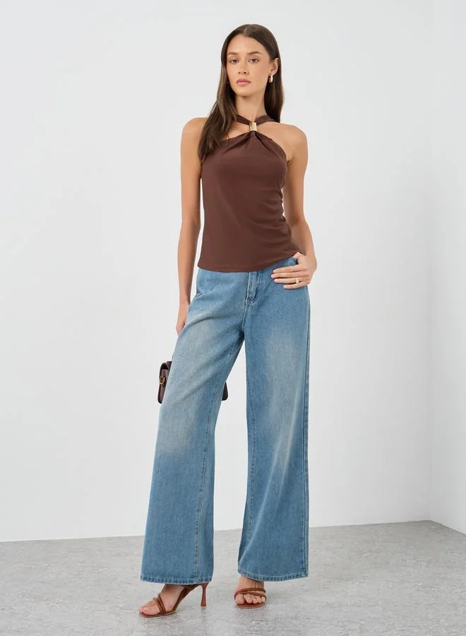 Styli Styli Halter Neck Regular Fit Knit Top