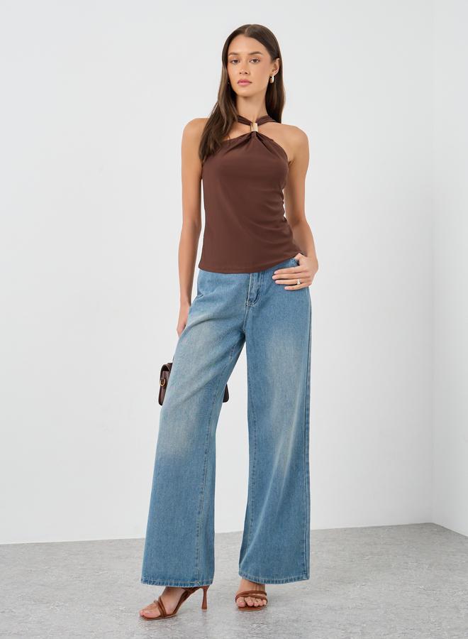 Styli Halter Neck Regular Fit Knit Top - Image 2