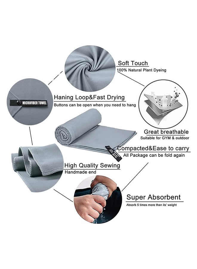 SKY-TOUCH - 2 Sizes Quick Dry Camping Towel Set: Super Absorbent Yoga Gym Towel with Bag Compact Microfiber Towel for Beach Gym Yoga Pool Travel Backpacking Camping Sports Swim (76×152CM 40×80CM Grey) - Image 1