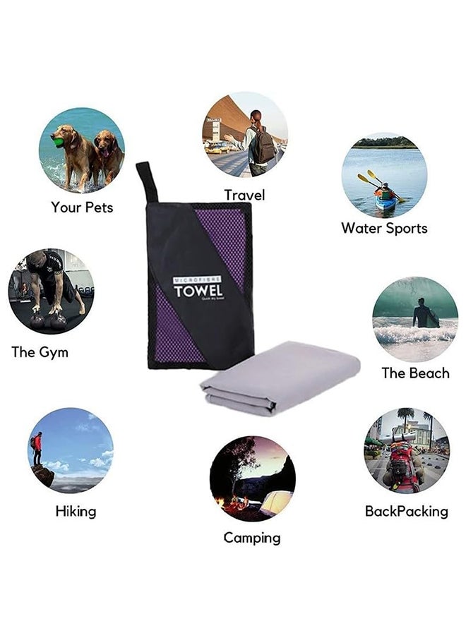 SKY-TOUCH - 2 Sizes Quick Dry Camping Towel Set: Super Absorbent Yoga Gym Towel with Bag Compact Microfiber Towel for Beach Gym Yoga Pool Travel Backpacking Camping Sports Swim (76×152CM 40×80CM Grey) - Image 1