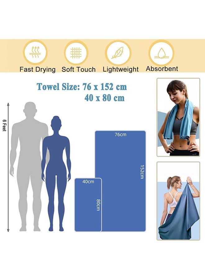 SKY-TOUCH - 2 Sizes Quick Dry Camping Towel Set: Super Absorbent Yoga Gym Towel with Bag Compact Microfiber Towel for Beach Gym Yoga Pool Travel Backpacking Camping Sports Swim (76×152CM 40×80CM Grey) - Image 1