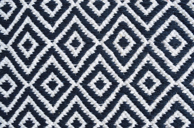 MDZ ™ - Modern Decorative Zone - Hand Woven 100% Cotton Diamond Rug, for Bedroom, Living Room, Dining Room, Kids Room, Style - Modern, Size - 90 x 150 cm | Eco Friendly (Navy White) - Image 2