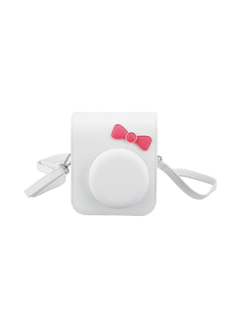 General Fujifilm Instax Mini 12 Camera Case, Cute Bow Tie PU Leather Case, Mini 12 Instant Camera, Portable Camera Bag with Adjustable Child Shoulder Strap  - Image 1