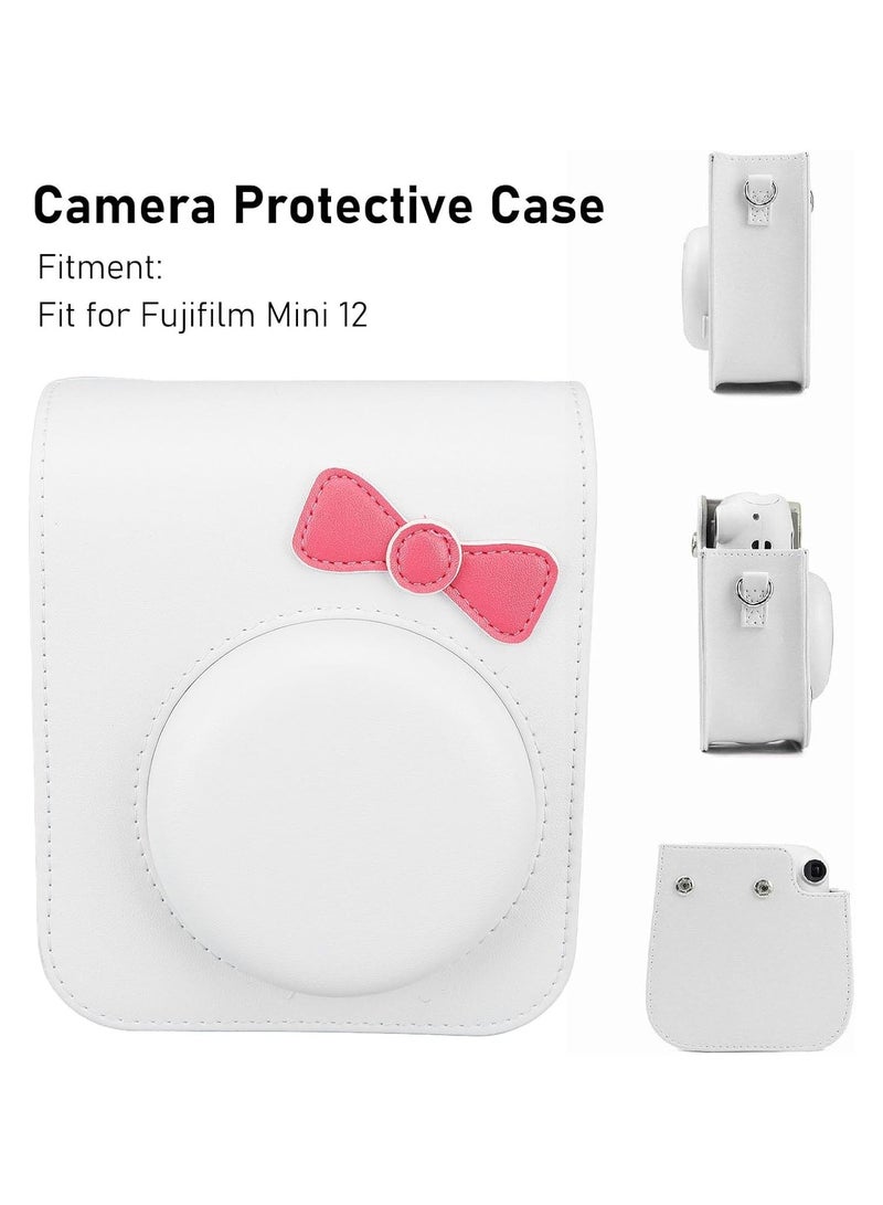 General Fujifilm Instax Mini 12 Camera Case, Cute Bow Tie PU Leather Case, Mini 12 Instant Camera, Portable Camera Bag with Adjustable Child Shoulder Strap  - Image 3