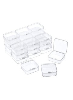 Excefore Containers Box Small Clear Plastic Beads Storage Containers Box with Hinged Lid Storage Case of Small Items, Crafts, Jewelry, Hardware, 3.3 x 3.3 x 1.1 Inche, 8 Pieces  - Image 1