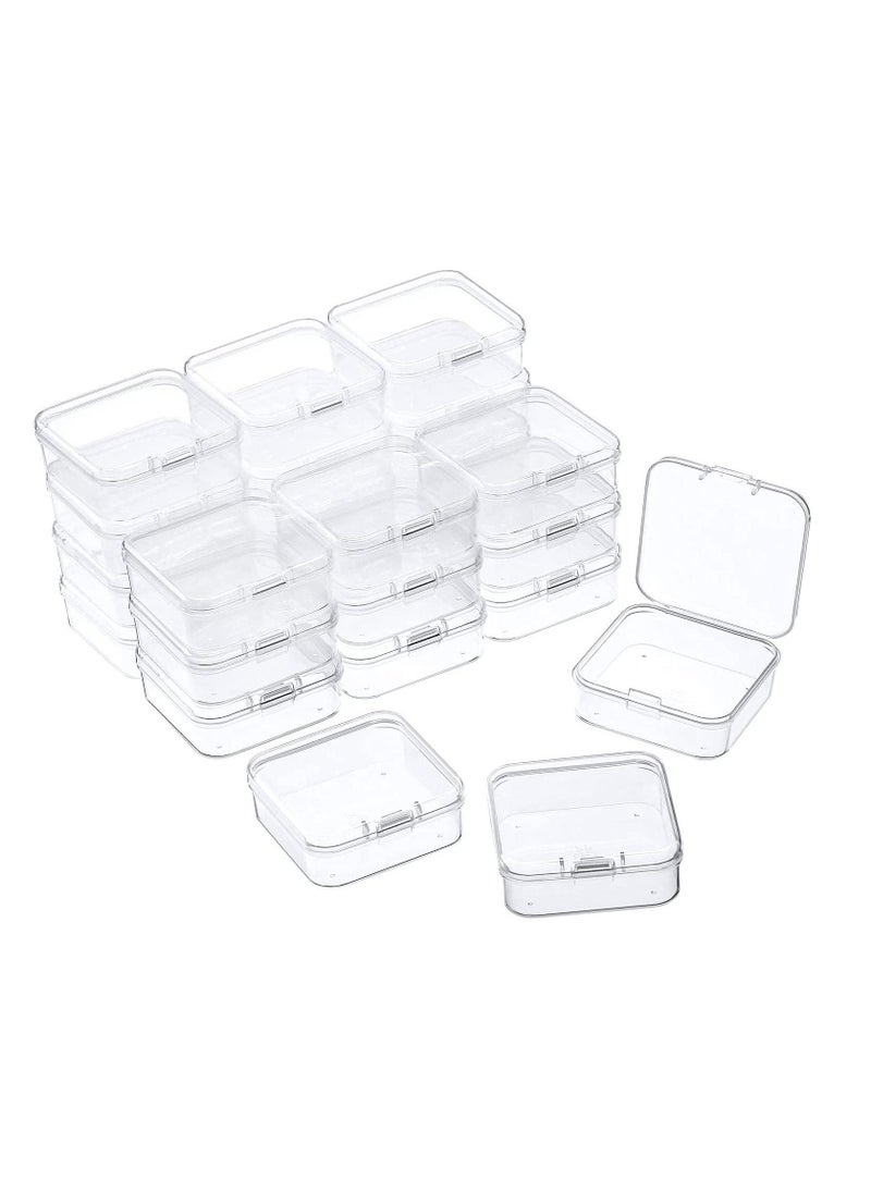 Excefore - Containers Box Small Clear Plastic Beads Storage Containers Box with Hinged Lid Storage Case of Small Items, Crafts, Jewelry, Hardware, 3.3 x 3.3 x 1.1 Inche, 8 Pieces - Image 1
