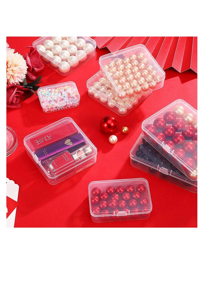 Excefore - Containers Box Small Clear Plastic Beads Storage Containers Box with Hinged Lid Storage Case of Small Items, Crafts, Jewelry, Hardware, 3.3 x 3.3 x 1.1 Inche, 8 Pieces - Image 1