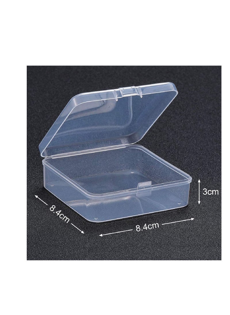 Excefore - Containers Box Small Clear Plastic Beads Storage Containers Box with Hinged Lid Storage Case of Small Items, Crafts, Jewelry, Hardware, 3.3 x 3.3 x 1.1 Inche, 8 Pieces - Image 1