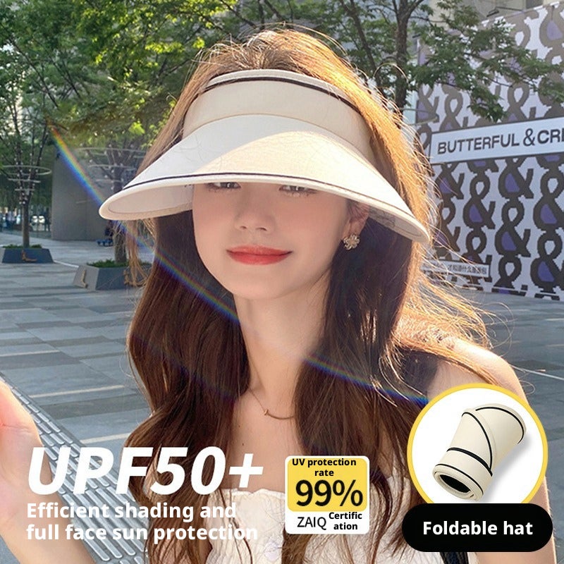 Women's Foldable Sun Hat with UV Protection, Wide Brim, Adjustable - Image 1