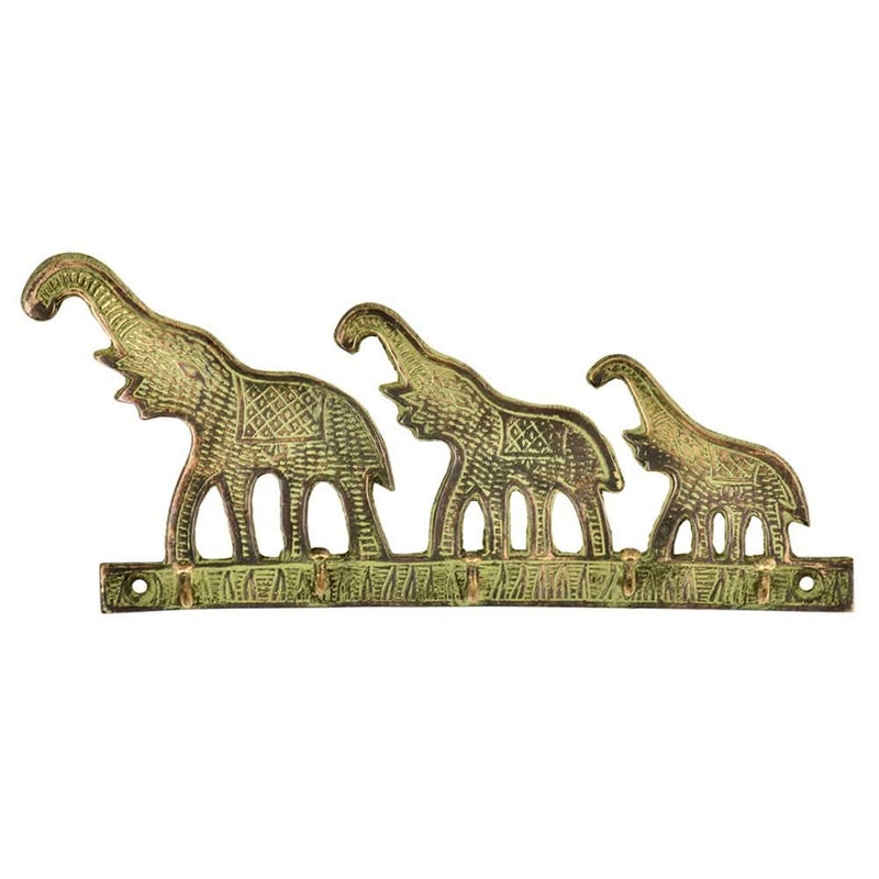 Indian-Shelf IndianShelf 1 Piece Brass Kids Tribal Elephant Wall Hooks Animals Vintage Coat Hooks Antique Decorative Hooks Purse Hanger Key Holder Kids Coat Rack Wall Mount Bag Backpack Hooks Boys Girls Room Dcor  - Image 1