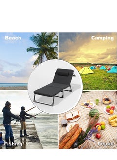 Folding Bed with Cushion Portable Camping Reclining Chair for Outdoor Lawn Patio Sunbathing Black - pzsku/Z88EE201F1FA507B2BE4EZ/45/_/1678072175/40555b22-6d5c-474f-9cbb-8acf3a0caf43