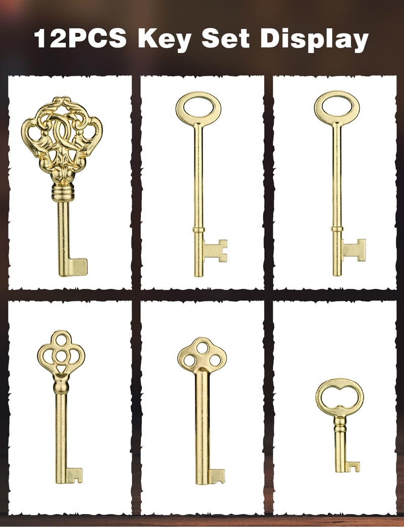 Mellbree Skeleton Key  12-Key Universal Hollow Barrel Skeleton Keys Kit For Antique Dresser  Chinese Cabinet  Antique Furniture And Old Style Cabinets Or Doors  Select Antique Furniture Limited Compatibility - Image 3
