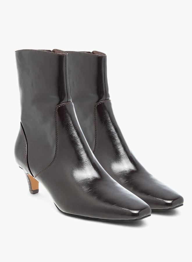 Celeste Women's Solid Ankle Boots with Zip Closure and Kitten Heels  - Image 2