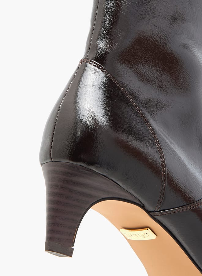 Celeste Women's Solid Ankle Boots with Zip Closure and Kitten Heels  - Image 5