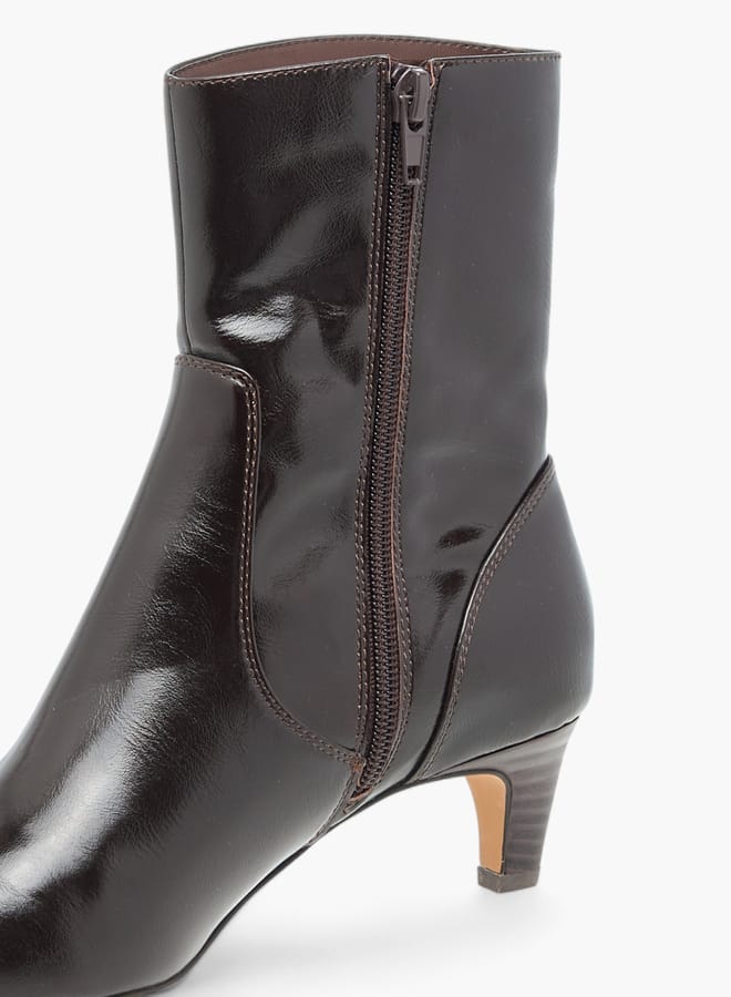 Celeste Women's Solid Ankle Boots with Zip Closure and Kitten Heels  - Image 4