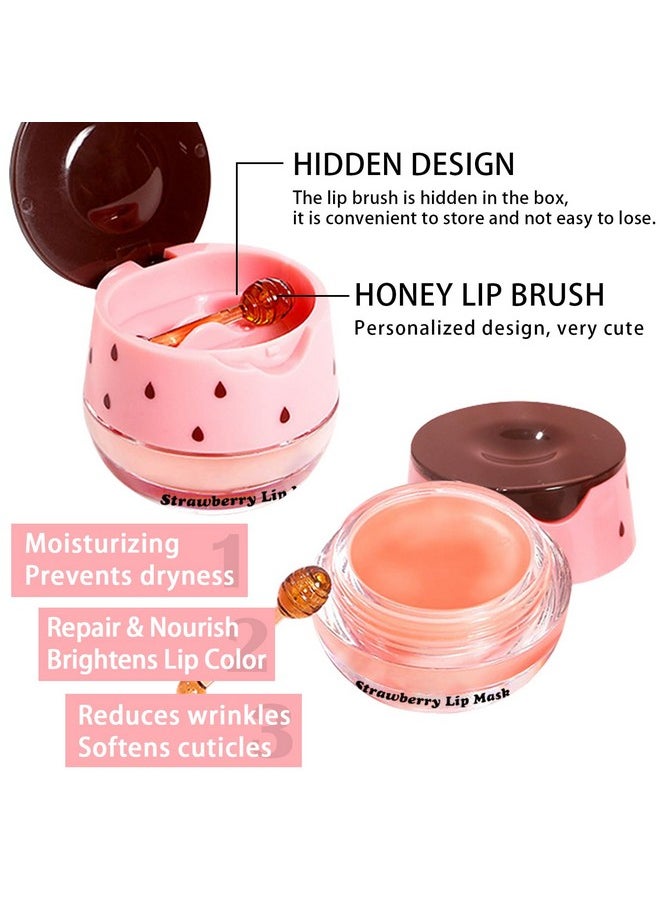 LemonSac - 3 Pcs Bee Lip Balm Honey Pot Honey & Strawberry & Watermelon Lip Mask Overnight Propolis Moisturizing Lip Balm Hydrating Prevention Dry And Crack Lip Scrubs Exfoliator Lip Wrinkle Care (Set B) - Image 1