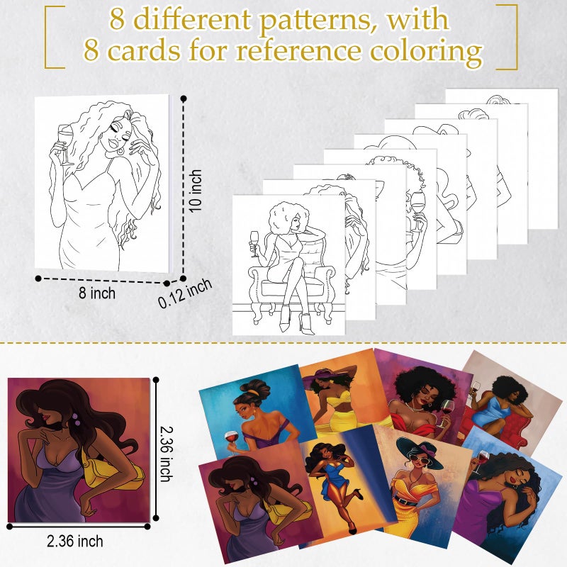 Cholemy 36 Pcs Paint and Sip Kit for Adults 8''x10'' Pre Drawn Canvas for Painting DIY Afro Acrylic Painting Kit Wood Easel Brushes Date Night Bulk for Easter Party Gifts(Charming Lady) - Image 3