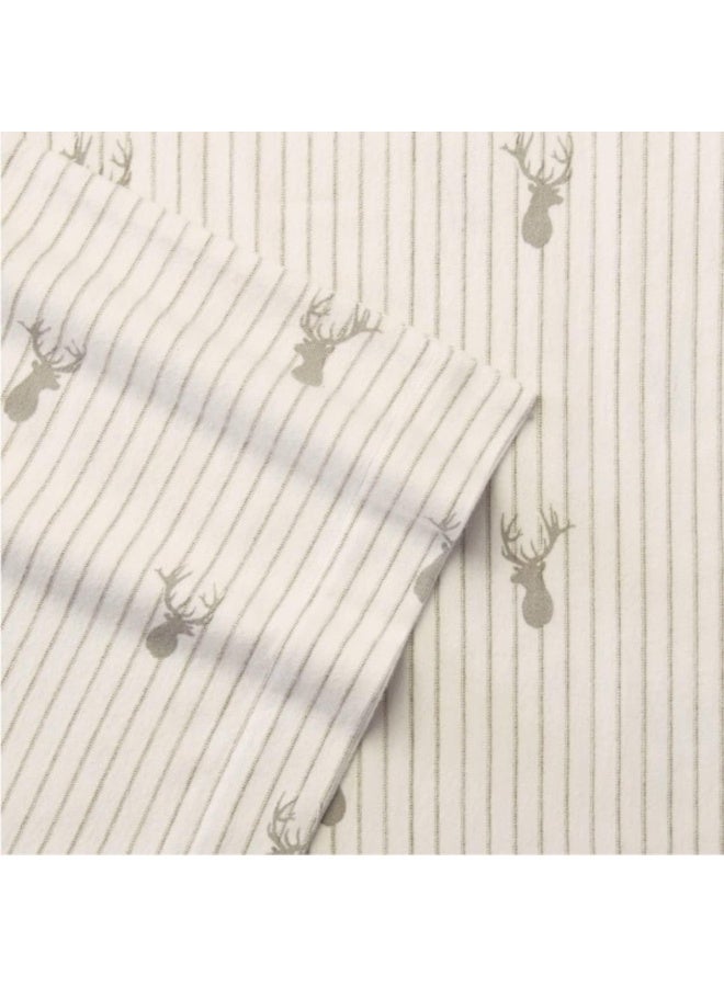 Eddie Bauer  King Sheets Cotton Flannel Bedding Set Brushed For Extra Softness Cozy Home Decor Deer Lodge King - Image 2