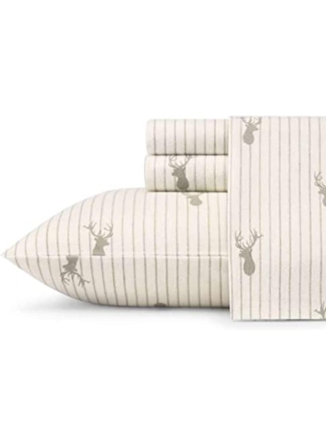 Eddie Bauer  King Sheets Cotton Flannel Bedding Set Brushed For Extra Softness Cozy Home Decor Deer Lodge King - Image 4