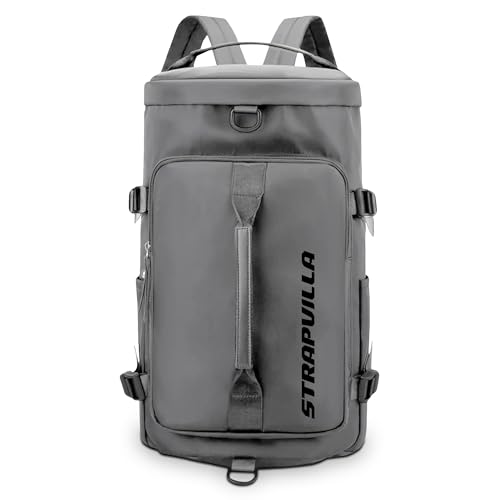 STRAPVILLA Gym Bag for Men with Shoe Compartment | Gym Bag for Women Workout | Duffle Bags for Gym | Football Gym Duffle Sports Bag for Boys | Travel Duffel Bag for Men - Storm Grey - Image 1