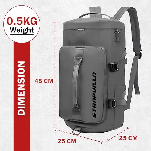 STRAPVILLA Gym Bag for Men with Shoe Compartment | Gym Bag for Women Workout | Duffle Bags for Gym | Football Gym Duffle Sports Bag for Boys | Travel Duffel Bag for Men - Storm Grey - Image 2
