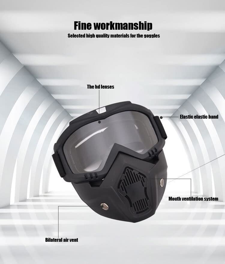 SRPHERE نظارات خوذة الدراجة النارية SRPHERE مع درع وجه قابل للإزالة / قناع وجه / نظارات ركوب على الطرق الوعرة / نظارات واقية ضد الخدش والأشعة فوق البنفسجية - Image 3