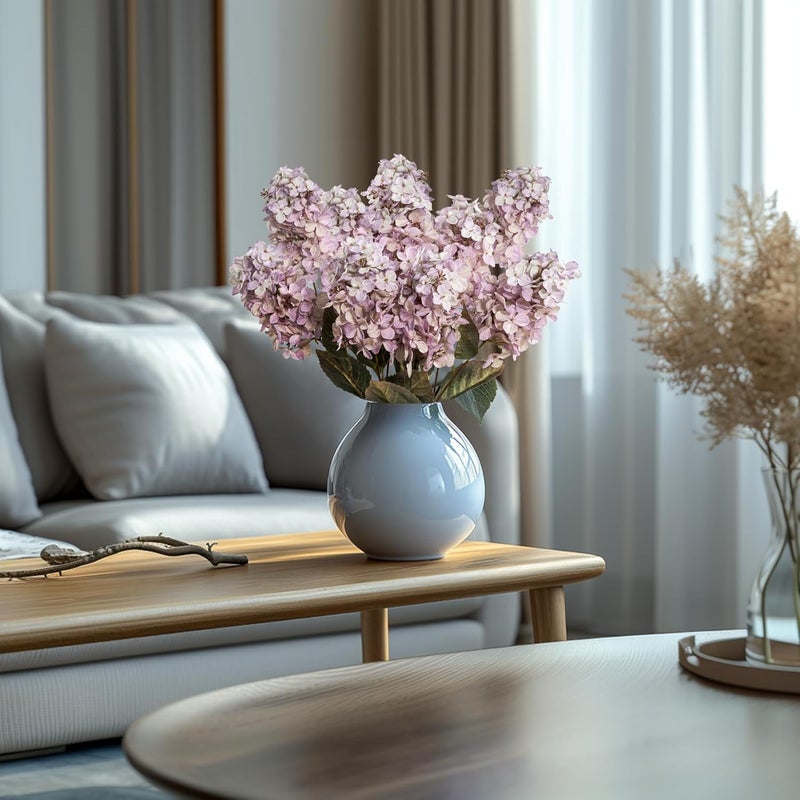 Ttranewsoo Fake Hydrangea Silk Flowers with Stems,Faux Hydrangea Artificial Flowers Purple for Home Wedding,Dried Hydrangea Artificial Flowers Bouquet Vase Decor 24"（Light Purple ） 8pcs No Vase - Image 5