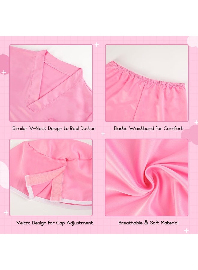 YelaJoy Meland Doctor Costume for Girls, Kids Scrubs with Lab Coat & Carry Bag, Doctor Dress Up, Career Day Role Play（Pink) - Image 4