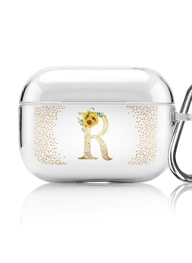 Stylizedd - Classic Clear printed Case for Apple AirPods Pro 2nd Generation Thin Transparent Cover - Custom Monogram Initial Letter Mandala Floral Pattern Alphabet - R (Clear ) - Image 1