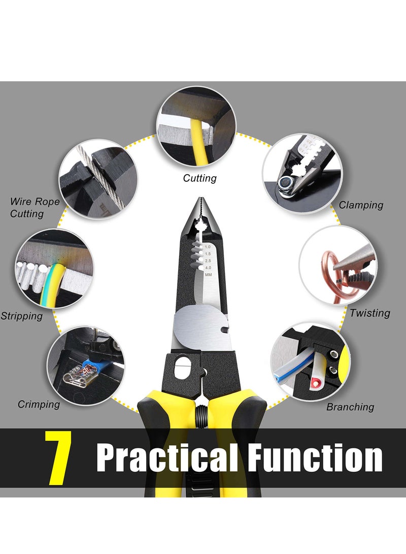 KASTWAVE Wire Stripper Plie 7-in-1 Multi-function Wire Stripping and Cutting Tool for Electric Cable Stripping, Cutting, and Crimping - Image 3