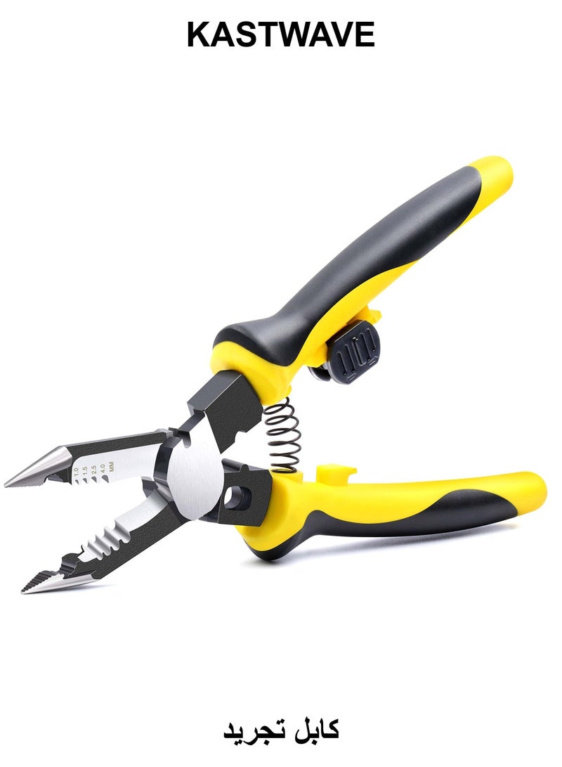 KASTWAVE Wire Stripper Plie 7-in-1 Multi-function Wire Stripping and Cutting Tool for Electric Cable Stripping, Cutting, and Crimping - Image 1