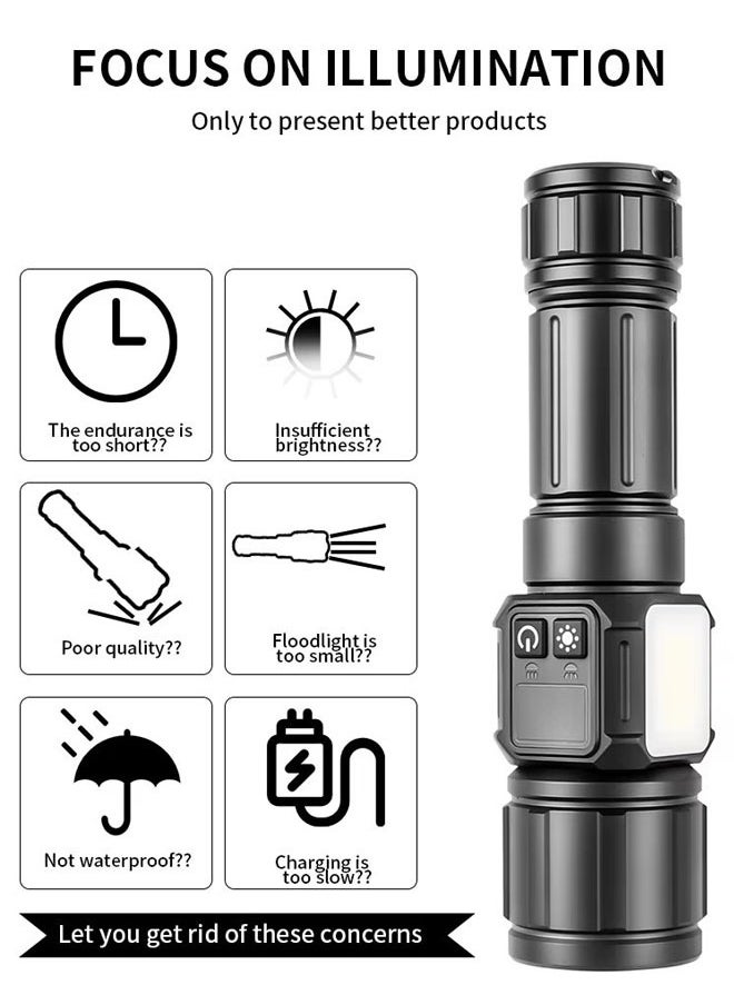 Generic - Camping Flashlight | 9 Modes High Lumen Waterproof Shockproof Flashlight | 1500m Zoomable 30W LED Camping Accessory | 5000mAh Rechargeable Battery for up to 10 Hours of Use | Magnetic Base with COB Side Light for Multiple Uses - Image 1