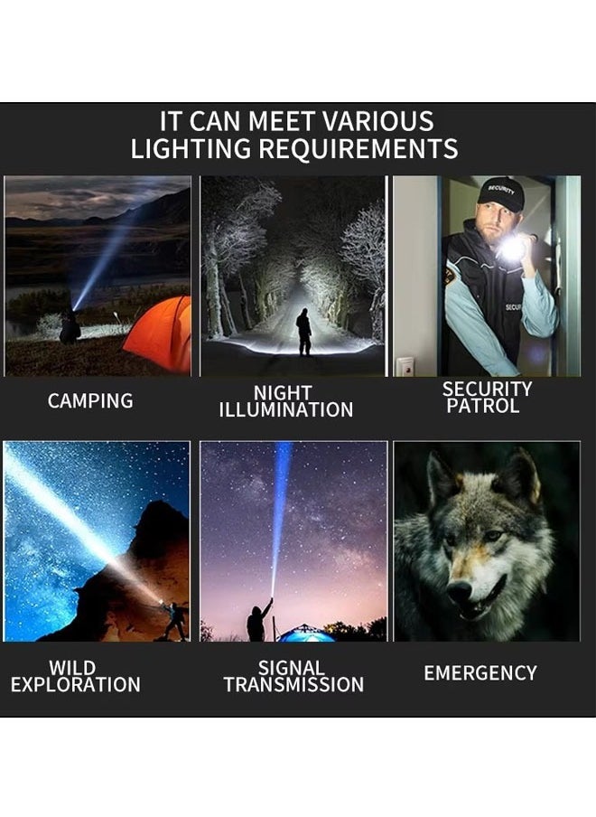 Generic - Camping Flashlight | 9 Modes High Lumen Waterproof Shockproof Flashlight | 1500m Zoomable 30W LED Camping Accessory | 5000mAh Rechargeable Battery for up to 10 Hours of Use | Magnetic Base with COB Side Light for Multiple Uses - Image 1