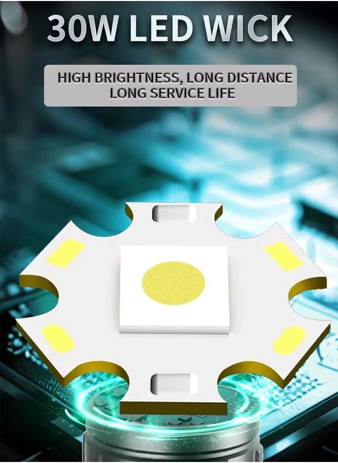 Generic - Camping Flashlight | 9 Modes High Lumen Waterproof Shockproof Flashlight | 1500m Zoomable 30W LED Camping Accessory | 5000mAh Rechargeable Battery for up to 10 Hours of Use | Magnetic Base with COB Side Light for Multiple Uses - Image 1