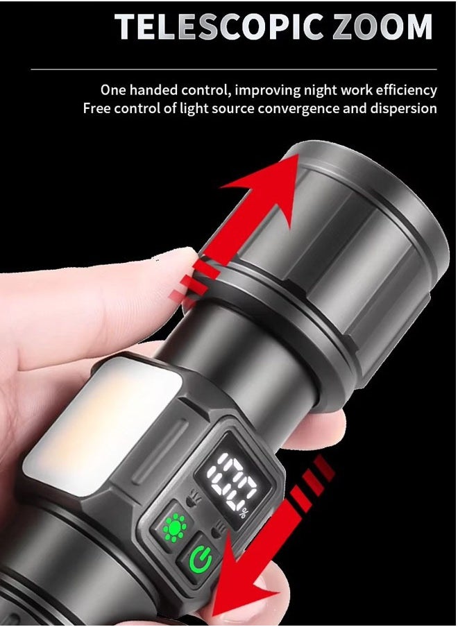 Generic - Camping Flashlight | 9 Modes High Lumen Waterproof Shockproof Flashlight | 1500m Zoomable 30W LED Camping Accessory | 5000mAh Rechargeable Battery for up to 10 Hours of Use | Magnetic Base with COB Side Light for Multiple Uses - Image 1