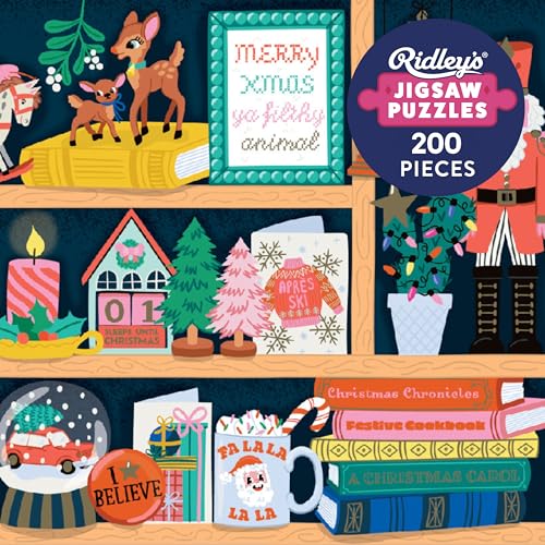 Ridley's Games: Festive Curiosities 200-Piece Christmas Puzzle|Holiday Puzzle with Gingerbread Houses, Snowmen, Christmas Trees, Nut Crackers|Makes Great Holiday Décor|Perfect Stocking Stuffer - Image 1