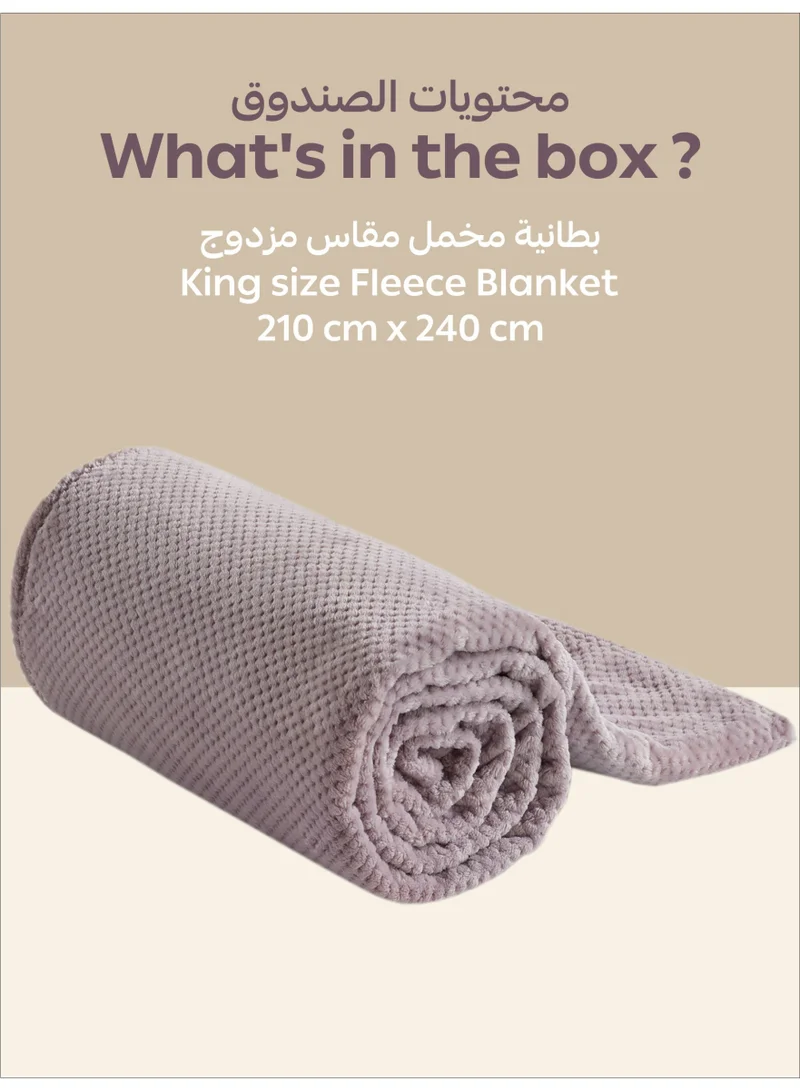 Donetella Fleece Blanket, King Size 210x240 cm, 300 GSM, Waffle Texture - Lightweight Ultra Soft & Warm Solid Throw Blanket, Cozy for Sofa, Bed & Couch