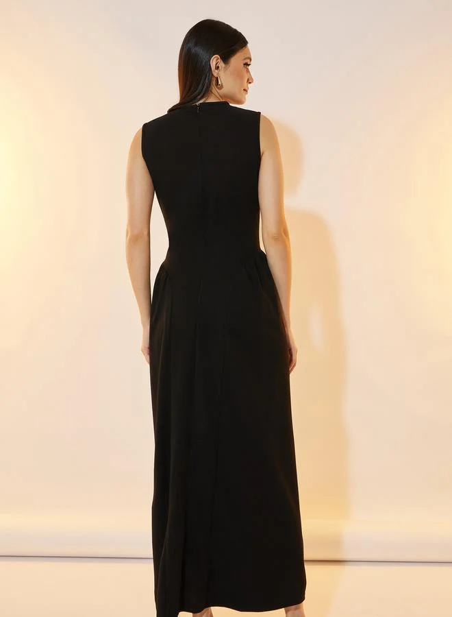 Take Two Faux Pearl Detail Sleeveless A-Line Maxi Dress