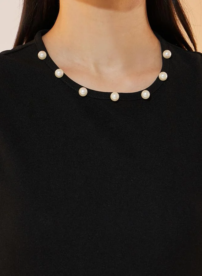 Take Two Faux Pearl Detail Sleeveless A-Line Maxi Dress