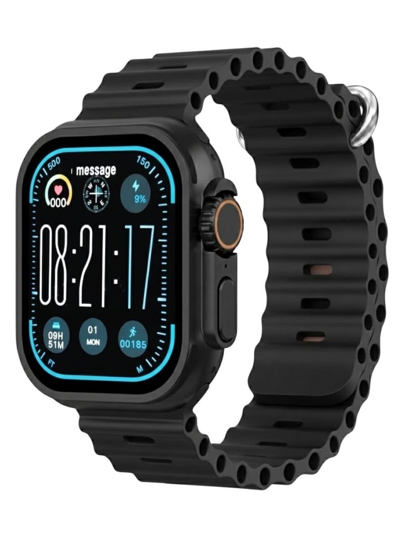 Modio MW22 Smart Watch with 2.2 Inch Full Screen, Supports Health Tracking and Sport Modes, Supports Smart Notifications and Alerts, Powerful Battery, Stylish and Modern Design, 3 Attachments for Switching, (Black) - Image 1