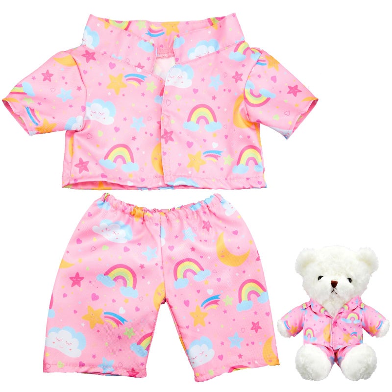 Bunnycool 2 Pcs PJs Bear Clothes Outfit Fit Most 1216 Inch Bears Stuffed Clothes Pajamas Plushy for Stuffed Pre Kindergarten ToysPinkPajamas - Image 3