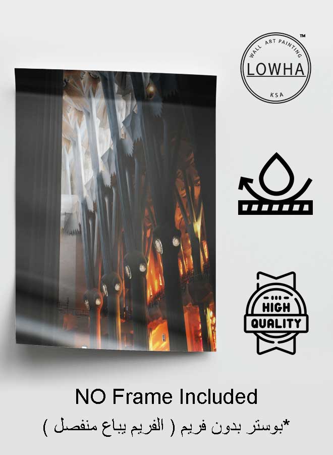 لوحة بوستر ديكور لوحة بدون فريم مع أربع قطع منفصلة من اللاصق ذو الوجهين تصميم صورة داخلية للمبنى غرفة النوم غرفة المعيشة وديكور المكتب - Image 3