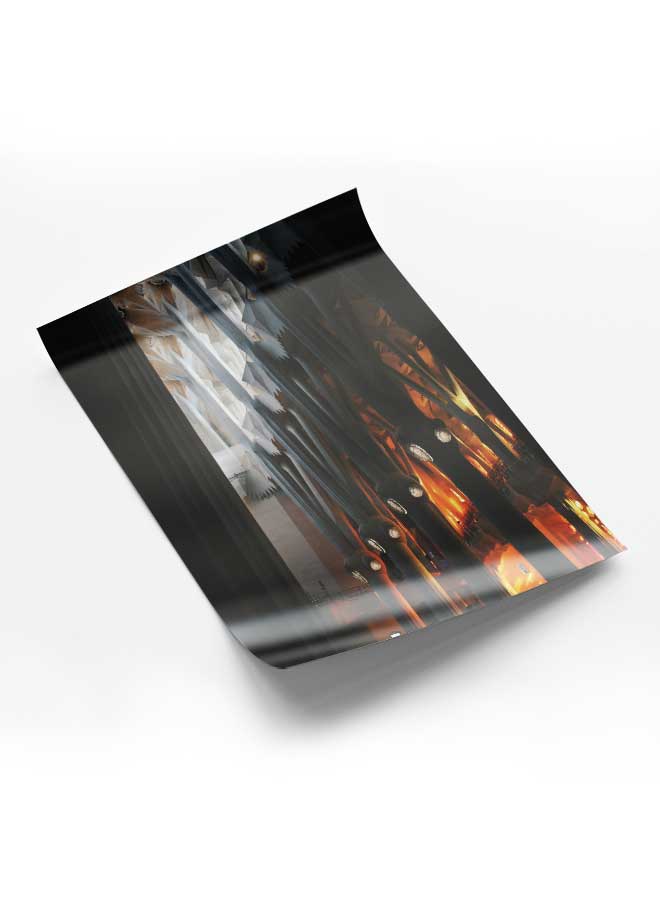 لوحة بوستر ديكور لوحة بدون فريم مع أربع قطع منفصلة من اللاصق ذو الوجهين تصميم صورة داخلية للمبنى غرفة النوم غرفة المعيشة وديكور المكتب - Image 1