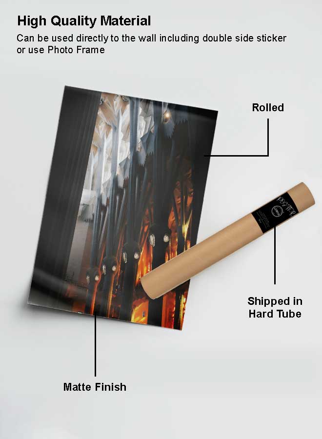 لوحة بوستر ديكور لوحة بدون فريم مع أربع قطع منفصلة من اللاصق ذو الوجهين تصميم صورة داخلية للمبنى غرفة النوم غرفة المعيشة وديكور المكتب - Image 2