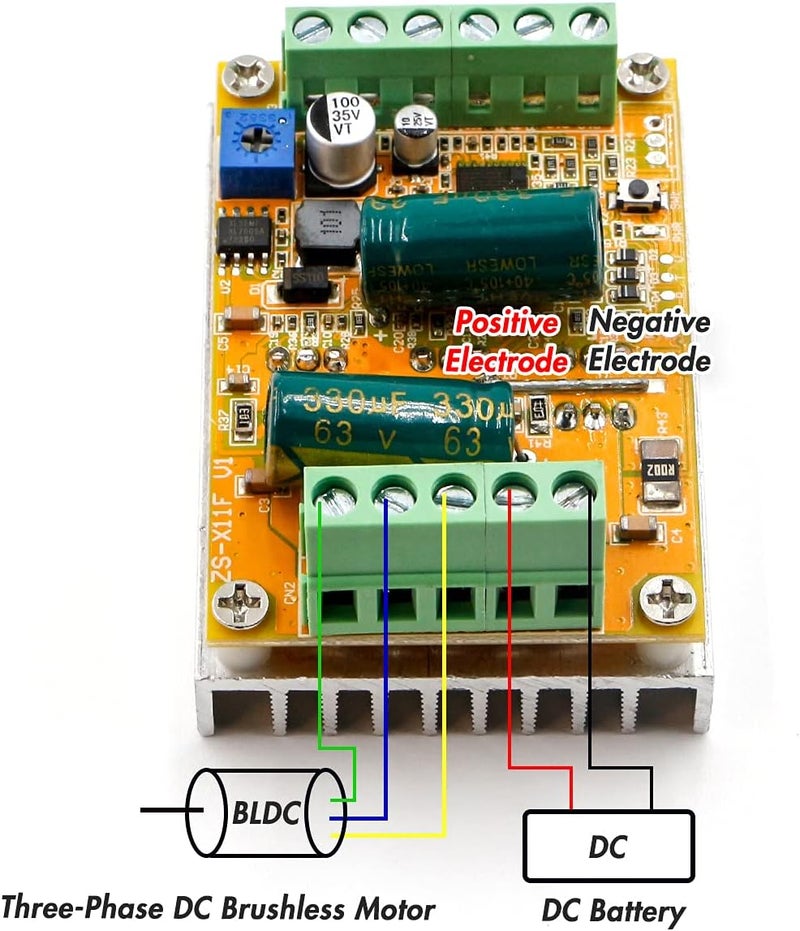 RioRand 300W 5-50V PWM DC Brushless Electric Motor Speed Controller with Hall-Less - Image 5