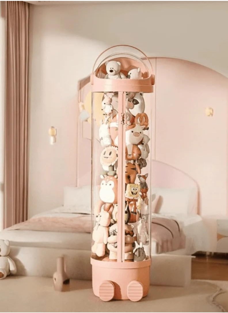 UKR - UKR Tall Plush Toy Storage Organizer 142cm Vertical Stuffed Animal Holder with Easy Access Full-Length Zipper & Clear Display – Space-Saving Toy Storage Tower for Kids' Room and Nursery (Pink) - Image 1