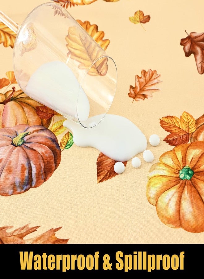 smiry مفرش طاولة مستطيل الشكل من سميري لعيد الشكر، مفارش طاولة مطاطية مقاومة للماء تناسب الطاولات بطول 6 أقدام، غطاء طاولة من البوليستر قابل للغسل لحفلات حصاد الخريف (قرع وعباد الشمس، 30 × 72 بوصة). - Image 4