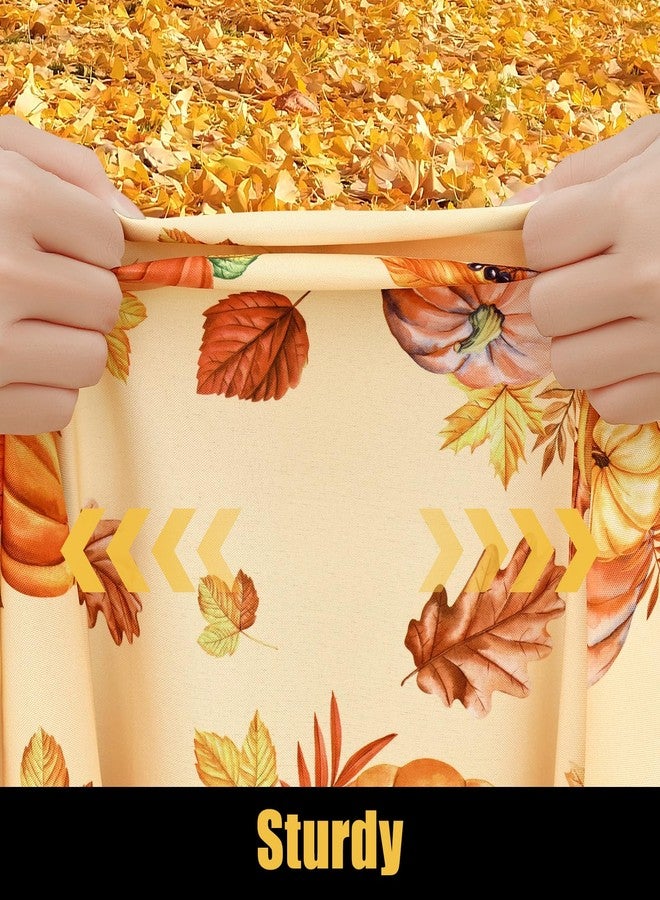 smiry مفرش طاولة مستطيل الشكل من سميري لعيد الشكر، مفارش طاولة مطاطية مقاومة للماء تناسب الطاولات بطول 6 أقدام، غطاء طاولة من البوليستر قابل للغسل لحفلات حصاد الخريف (قرع وعباد الشمس، 30 × 72 بوصة). - Image 3