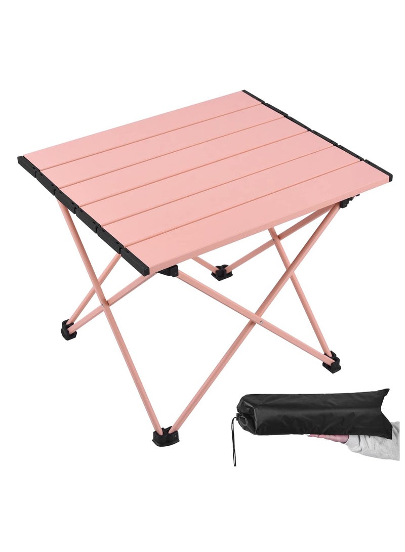 Generic Large Folding Camping Table with Aluminum Table Top, Beach Table for Sand with Carrying Bag,Prefect for Outdoor, Picnic, BBQ, Cooking, Festival (Pink) - Image 1